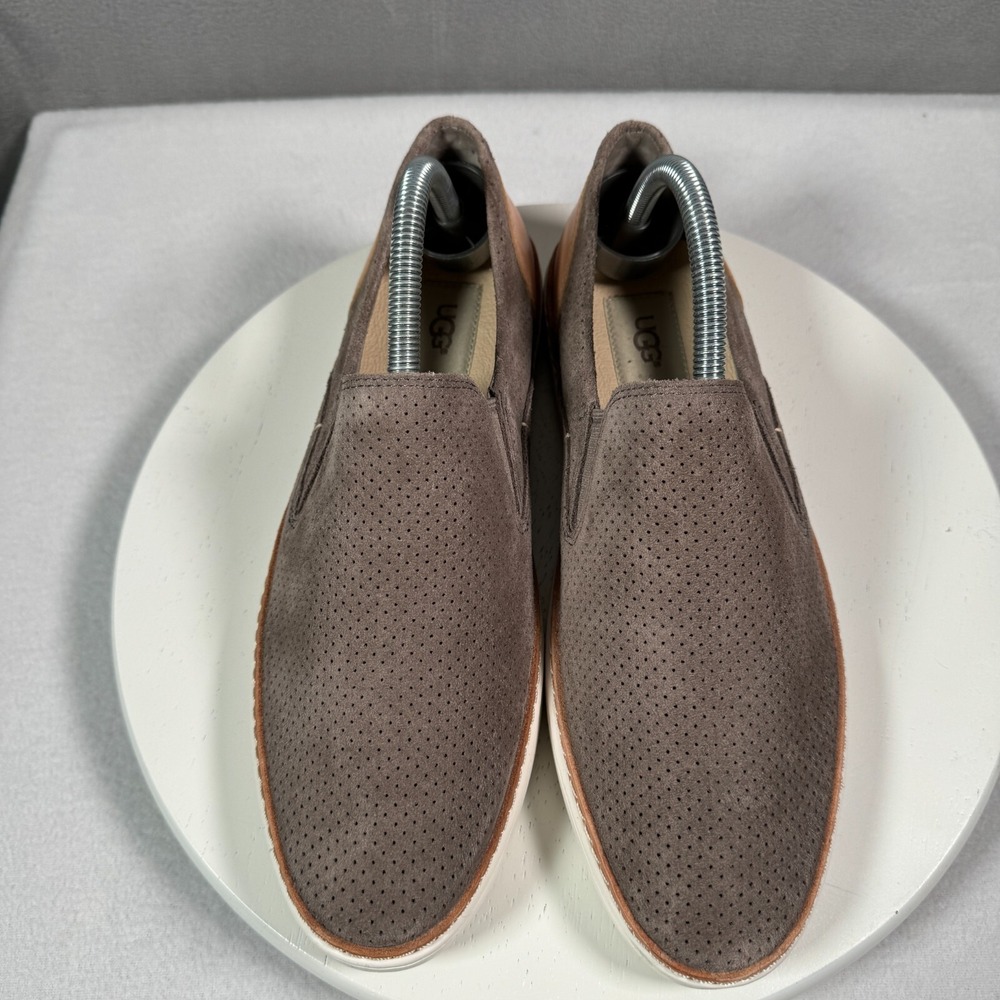Ugg Adley Perf Slip On Sneaker Womens 9.5‎ Brown Tan Suede Leather Flat 1018375 - Picture 3 of 9